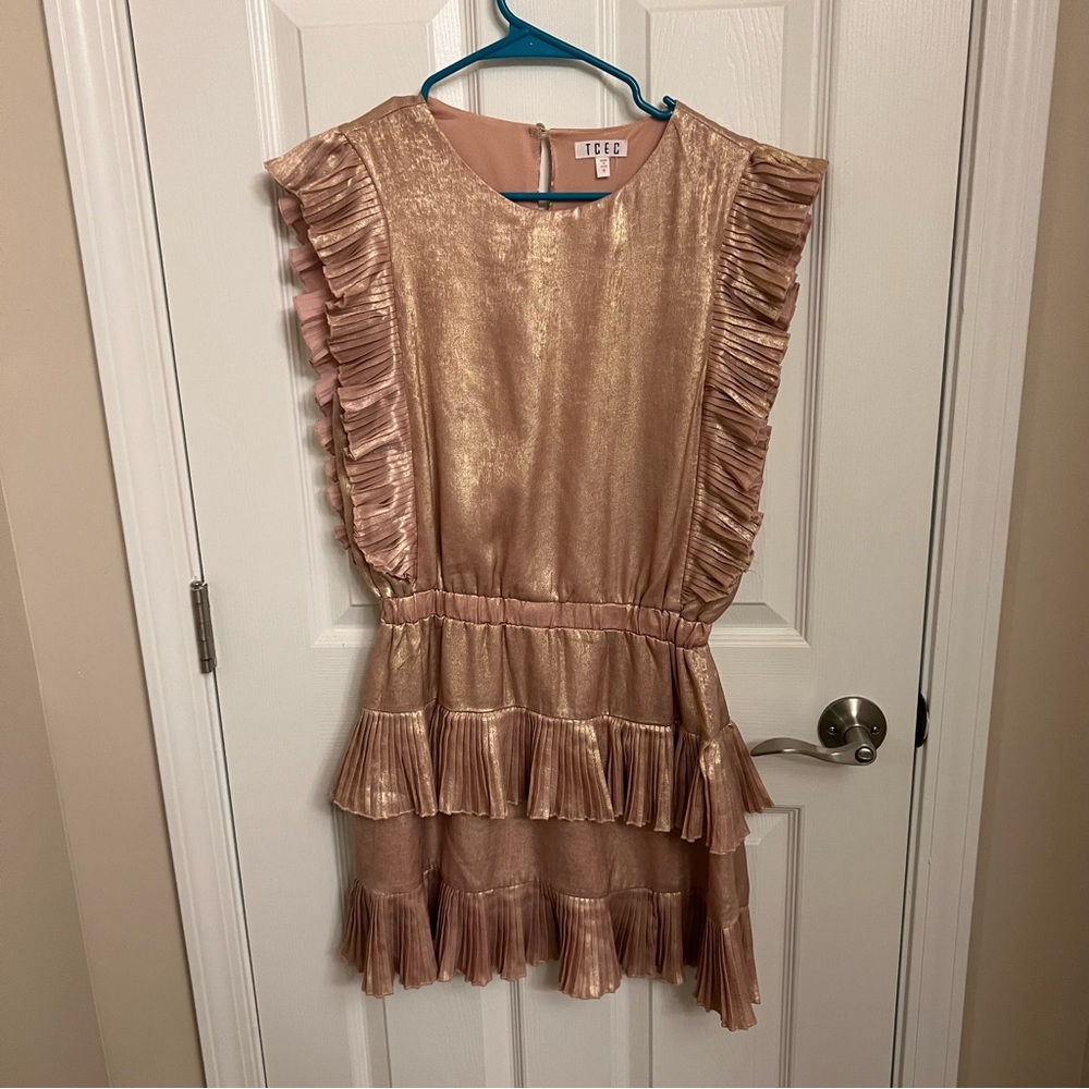 Pink and gold ruffle dress